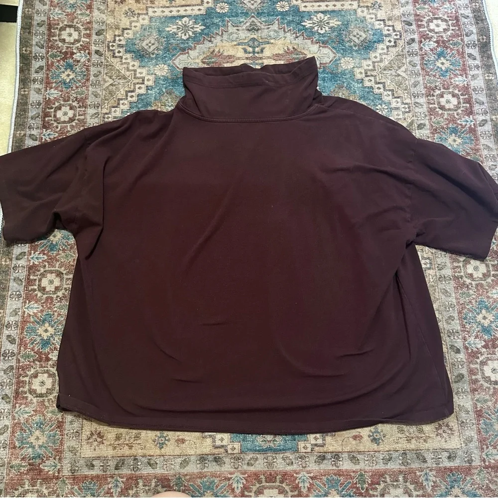 Traceable Organic Cotton Jersey Funnel Neck Box-Top Boxy Fit, Short Length SZ L - Picture 11 of 12